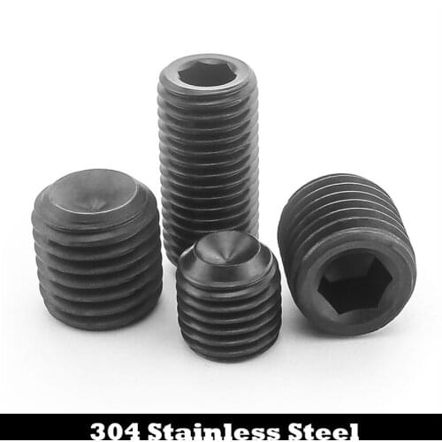 M3 M3*3 M3x3 M3*4 M3x4 M3*5 M3x5 Black 304 Stainless Steel DIN916 Allen Head Inner Hex Hexagon Socket Grub Cup Point Set Screw