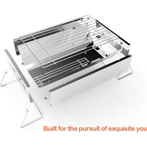 Mini Picnic BBQ Charcoal Grills for Barbecue & Outdoor Hiking Camping Stove Portable Foldable Stainless Steel Alcohol Stove