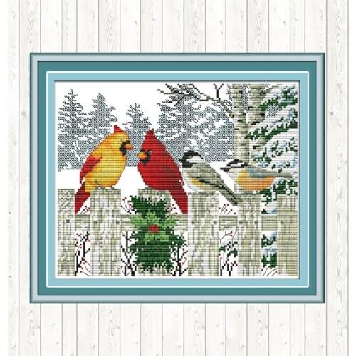 Birds Cross Stitch Kits 14ct 11ct Printed Canvas Sets for Embroidery Kit DMC Counted Cross Stitch DIY Handmade Needlework Crafts