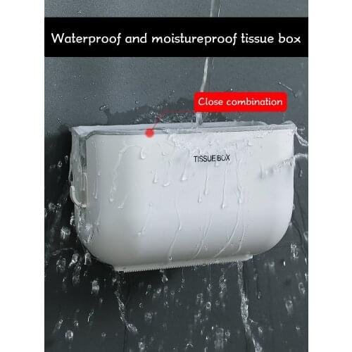 Creative simple toilet tissue box with hook storage rack household non perforated wall hanging waterproof paper roll carton