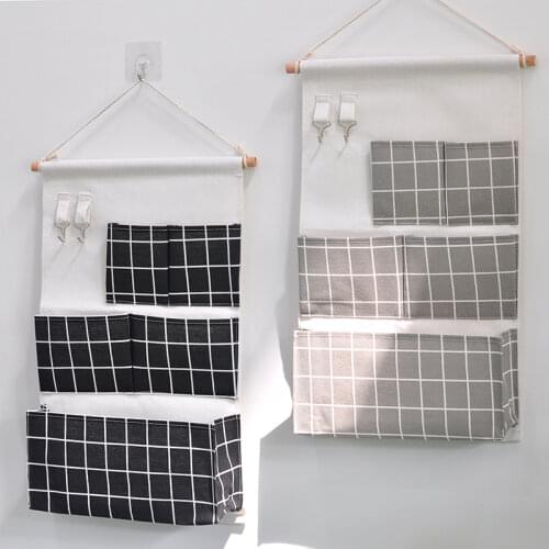 Wall Hanging Storage Bags 5 Pocket Over The Door Closet Wall Mount Hanging Organizer for Bedroom Dormitory 34x55cm