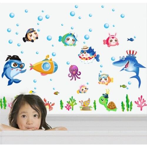 Underwater Fish Dolphin Wall Sticker Decals Bathroom Bedroom Nursery Decor Nursery Decals Poster Mural