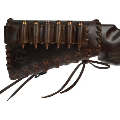 Tactical Shotgun Buttstock Cowhide Leather Rifle Cheek Rest Raiser Pad Ammo Pouch Cartridge Shell Holder Hunting Gun Accessories
