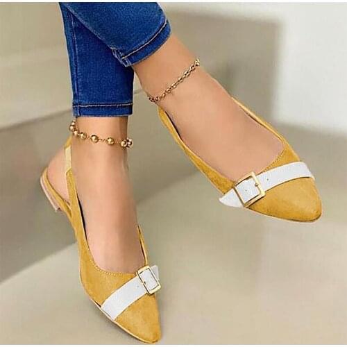 Women Autumn Shoes Pointed Toe Back Strap Ladies Flats Shallow Suede Lesther Womens Loafers 2021 Mix Colors Sexy Female Shoes