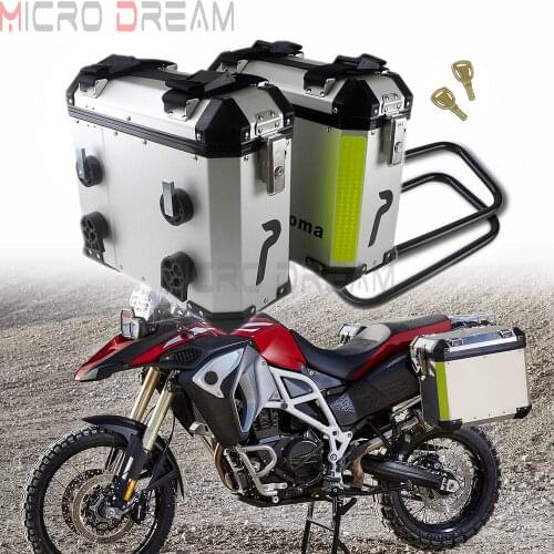 For BMW F800GS F800R Suzuki Yamaha Kawasaki Street Bike Universal 36L Silver Side Box Side Case Saddle Bag Luggage Pannier Cargo