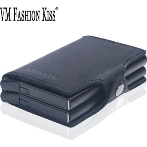 VM FASHION KISS Free Lettering Custom Name RFID Wallet Security Information Double Box Aluminum Credit Card Holder Metal Purse