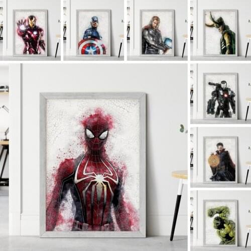 Disney Canvas Painting Marvel Superhero Avengers Poster Spiderman Background Wall Art Decor Pictures for room Home Decoration