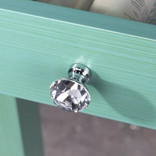 1pcs Kitchen Furniture Cabinet Drawer Handle Door Handles Cupboard Door Knob Drawer Pull Crystal with Chrome Gold Color