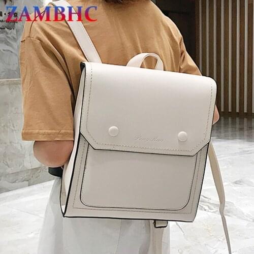 3 In 1 Retro Womens Backpack High Quality Leather Beige Shoulder Bags Unisex Backpacks for Teenagers Girls 2021 School Bagpack