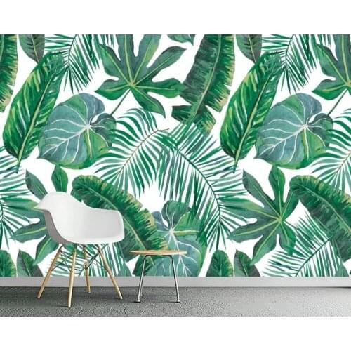 Beibehang Hand painted tropical rainforest banana leaf TV background wall home decoration living room bedroom mural 3d wallpaper