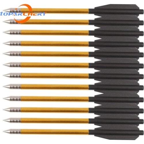 Toparchery Aluminium Crossbow Bolts Arrows 6.5" Steel Tips Hunting Arrows for 50-80lbs Pistol Crossbow
