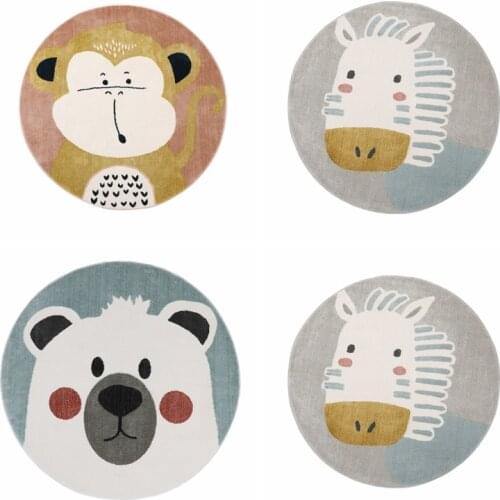 Animal Lion Childrens Carpet Round Cartoon Bedroom Floor Mats Living Room Non-slip Carpet Living Room Decoration Rugs Floor Mat