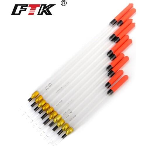 FTK 10Pcs/Pack Clear Plastic Fishing Floats Floating Stem Tubes Mix Sizes Kits Tackle Accessories