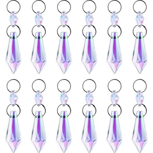 H&D 20pcs 38mm Chandelier Crystal Prisms Replacement Parts Hanging Suncatcher Pendant for Home Wedding Deocoration