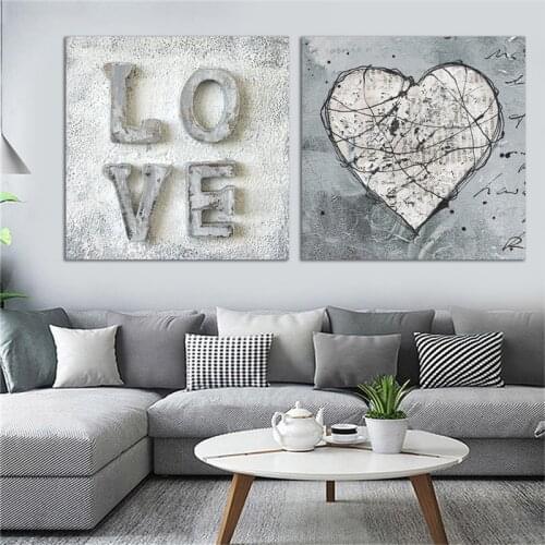 LOVE Heart Canvas Paintings Posters and Prints Wall Art Picture for Living Room Home Decoration