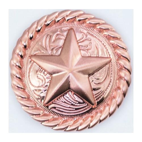 KB204) Wholesale 50pc 1-1/8'' Western Round Rope Star Concho Copper-Color