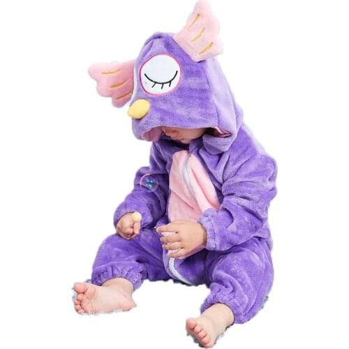 Owl Onesies For Baby Boy Girl Sleepwear,Purple Winter Animal Pajamas Kigurumi ,Cosplay Costume One-Piece Pijamas Newborn Gift