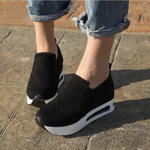 Women Vulcanized Shoes Casual Wedge Platform Elastic Band Spring Summer Increasing Shoes Ladies Sneakers Female Casual Drop Shop