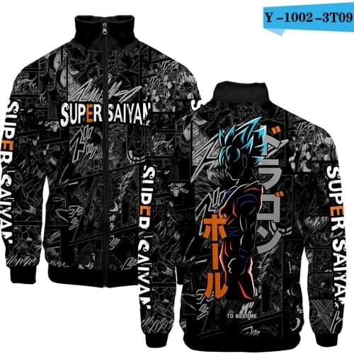 Japanese Anime Goku 3D Jacket Men/Boy Hip Hop Hoodies Stand Collar Jacket Sweatshirt Goku boys Zipper Brand Designer