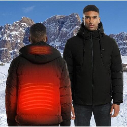 USB Heated Jacket Coat For Men Women Winter Waterproof Long Sleeve Hooded Down Hiking Electric Thermal Warm Heating Clothing