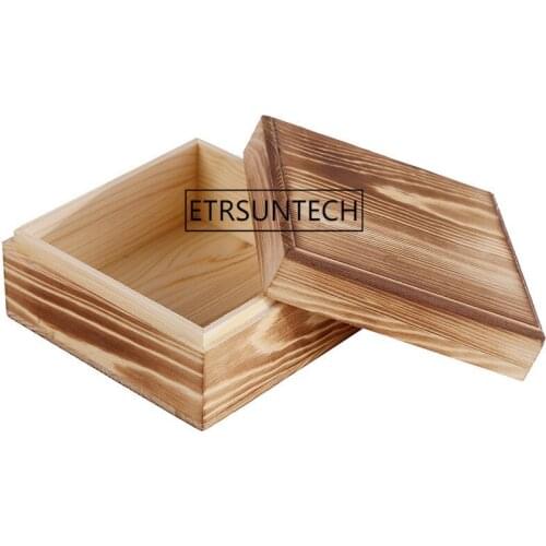 50pcs/lot Square wooden storage box solid wood box jewelry box Bamboo storage boxes 12.5cmx12.5cmx6.5cm