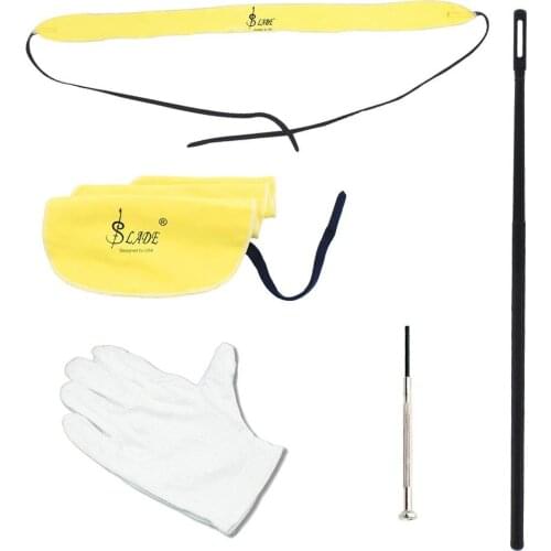 Top selling 5pcs/lot Flute Cleaning Tools Care Suit Tube Cloth Rod Screwdriver Gloves Kit