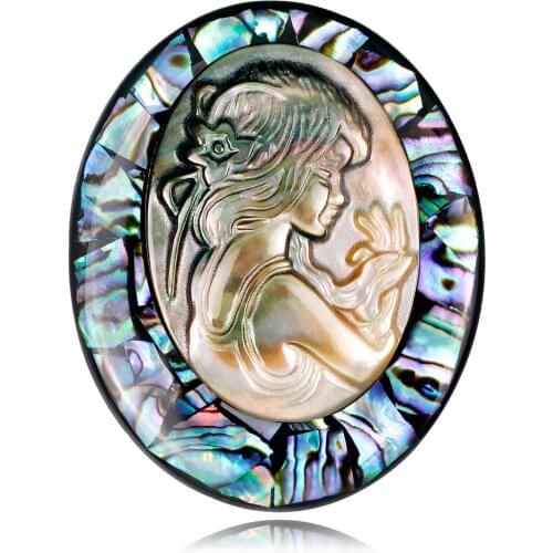 Fashion Natural Abalone Shell Exquisite Beauty Head Brooches For Women Brooch Pin Anquite Bouquet Jewelry Accessories AH005