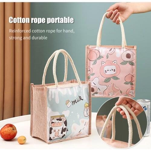 Cartoon Portable Canvas Bag Large Capacity Waterproof Non-Woven Shopping Bag Foldable Environmentally Friendly Grocery Shopping