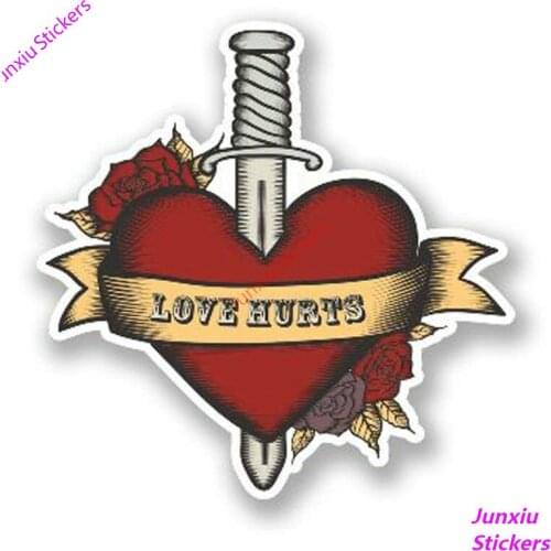 Love Hurts Heart & Dagger Decal Car Window Bumper Trunk Decal Vinyl Waterproof Car Stickers Suv Decoration Accessories KK13*11cm
