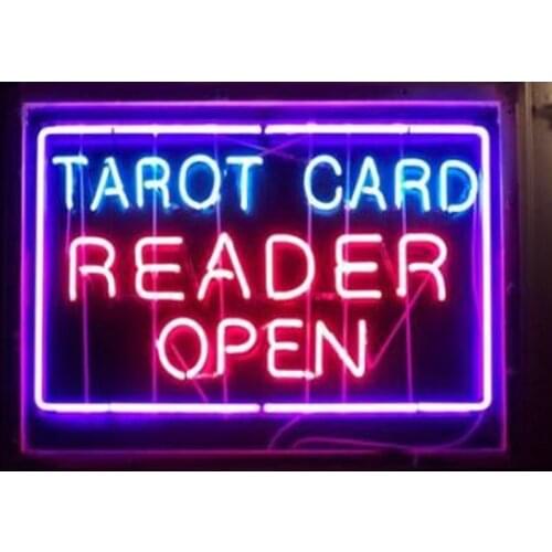 Neon Sign TAROT CARD READER OPEN Neon Wall Sign for Studio Beer Love Hotel Advertise Lamp Recreational Handmade Real glass TUBE