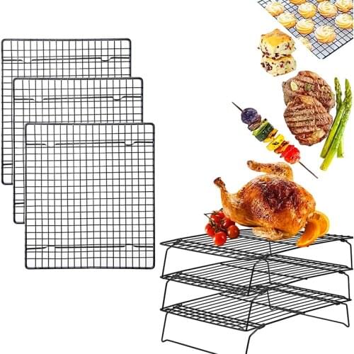 Stainless Steel Nonstick Wire Grid Baking Tray Cake Cooling Rack Oven Kitchen Pizza Bread Barbecue Cookie Biscuit Holder Shelf