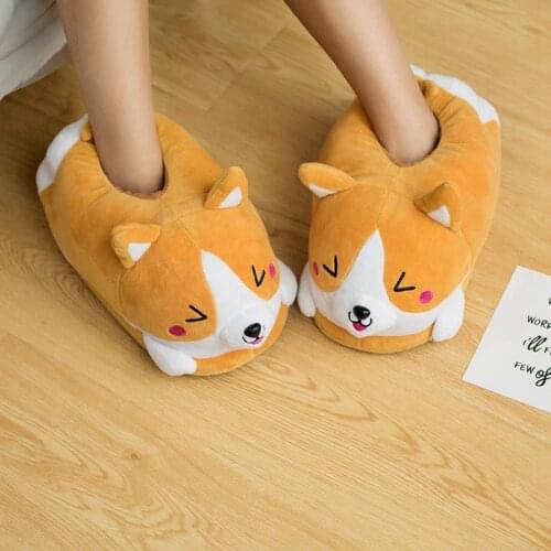 New Kawaii Corgi Husky Dog Pluls Toy Soft Stuffed Plush Corgi Rabbit Indoor Shoes Girls Bedroon Ornament Doll