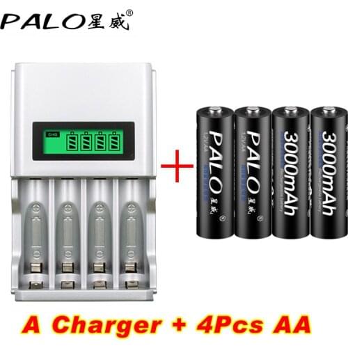 Original Charger C903W NiCd NiMh LCD Digital Intelligent Smart Battery Charger For AA AAA Rechargeable Batteries+4Pcs NI-MH AA