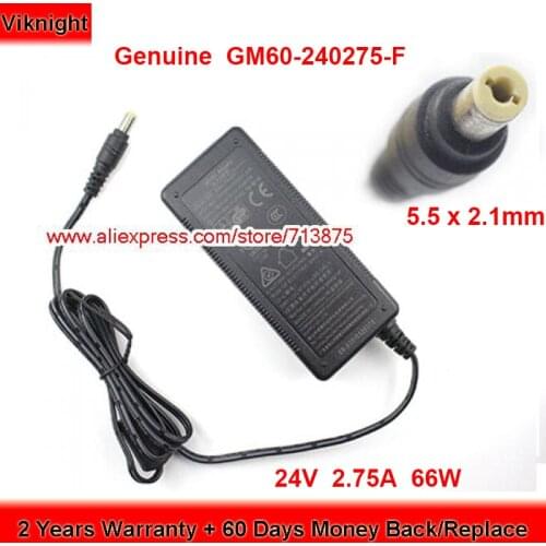 Genuine GM60-240275-F 24V 2.75A AC Adapter for GVE 66W Charger With 5.5x2.1mm Tip Power Supply