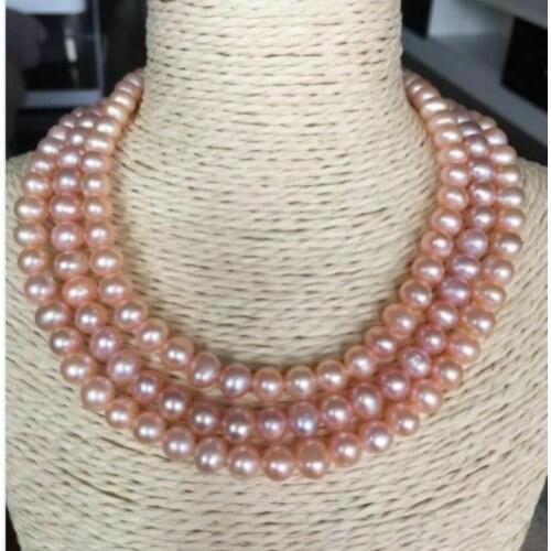 7-8 MM GENUINE Natural Pink south sea Pearl Necklace 48 "