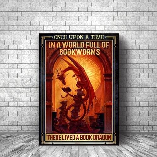 Dragon Lovers Poster In A World Full Of Bookworms There Lived A Book Dragon Poster Home Living Decor Poster