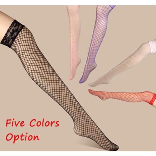 Girls Sexy Black White Red Purple Red Nylon Fishnet Mesh Stockings Promotion Cheap Fishnet Lace Stockings For Women
