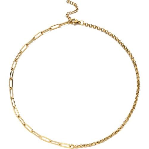 Mix Design Stainless Steel Figaro Paperclip Chain Necklace For Woman Men Paperclip Chain Choker New Hip Hop Jewelry