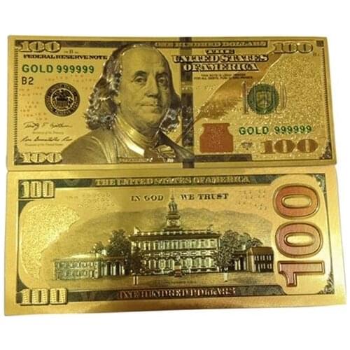 USA 100 Dollar Gold Banknote Currency Bill Paper Money Coin Medal 24k United States OF America