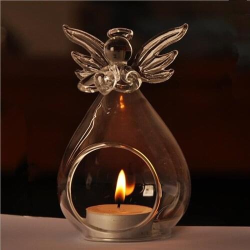 12pcs/pack Angel Shaped Glass Candle holder Home Decoration Creative Terrarium Vase Wedding Favor Gift