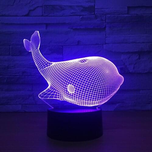 Whale 3D Sensor Lamp LED Novelty Night Light USB Touch Sensor Table Desk Lamp for Children 2018 New 7 Colors Cute Animal Light