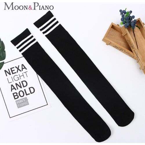 Warm Long Stocking Fashion Striped Knee Socks Girls Student School Sock Cotton Thigh high Over Knee High socks Female Ladies