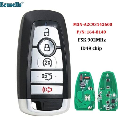 5 Button Smart Remote Key 902MHZ with ID49 Hitag Pro chip for Ford Fusion Edge Expedition Explorer FCC ID: M3N-A2C93142600