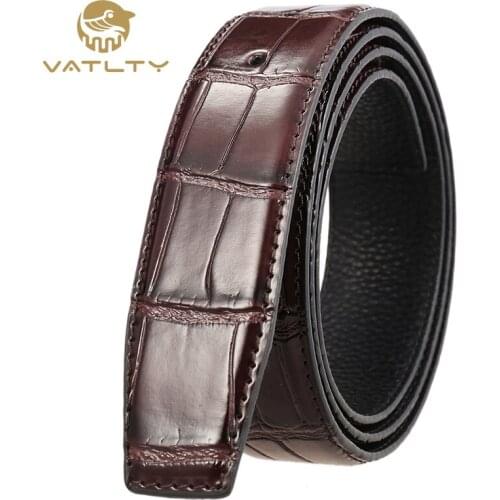VATLTY Fashion brown belt without buckle for men real natural cowhide business belt 3.5cm suit leather belt men accessories
