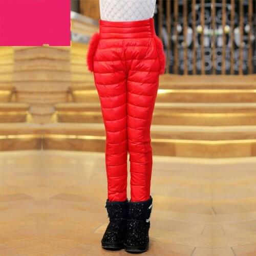 Winter Down Pants Fants & Girls Childrens Fashion Solid Parka Warm Trousers Casual Eiastic Waist Straight Kids Pants Outwear