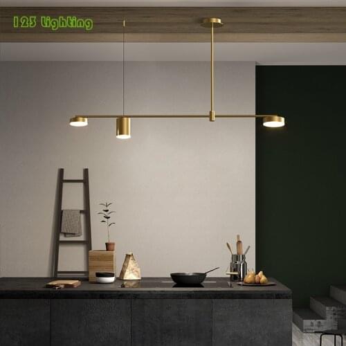 Golden 3 Lights 4 Lights Restaurant LED Pendant Lamp Bar Coffee Shop Dining room LED Chandeliers Minimalist Nordic Loft Hanglamp