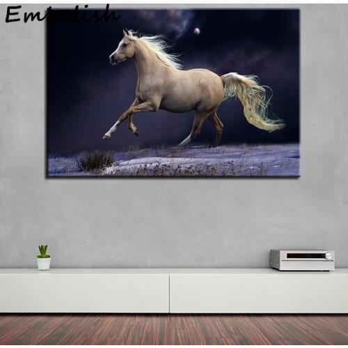 1 Pieces Running Horses Animals Wall Art Posters For Living Room Modern Home Decor Pictures HD Spray On Canvas Oil Paintings