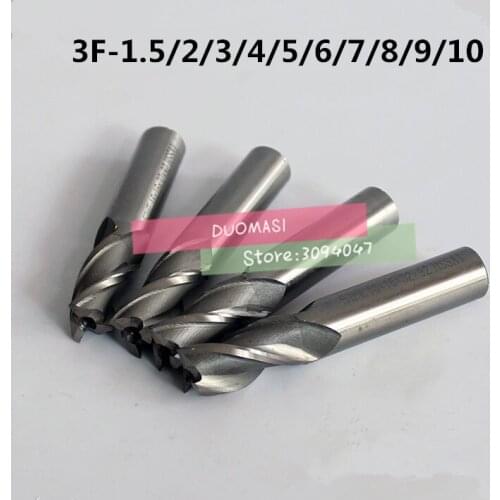 10pcs/set HSS End Mill 3 Blades CNC Tools Diameter 1.5-10mm Three Flute Milling Cutter Router Bit CNC mill Drill Bit
