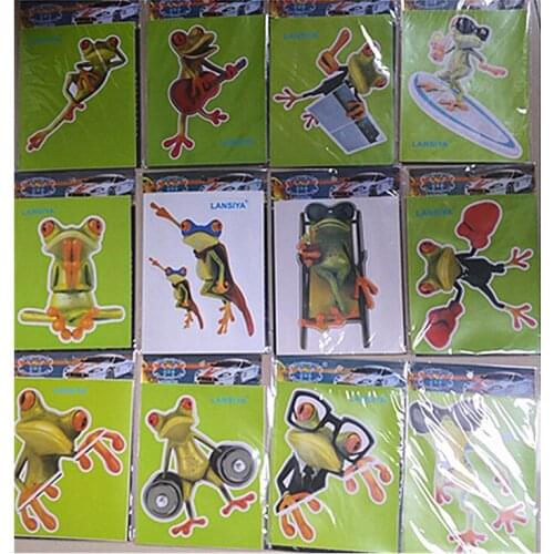 2 Size Car Sticker Funny 3D Cartoon Colorful Frogs Bumper Decal Vinyl Cover Body Scratched Car-Styling Motorcycle Accessories