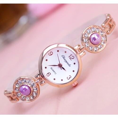 2018 top famous brand Hand catenary watch with diamond pearl beautiful girl female clock quatrz high quality casual wristwatch